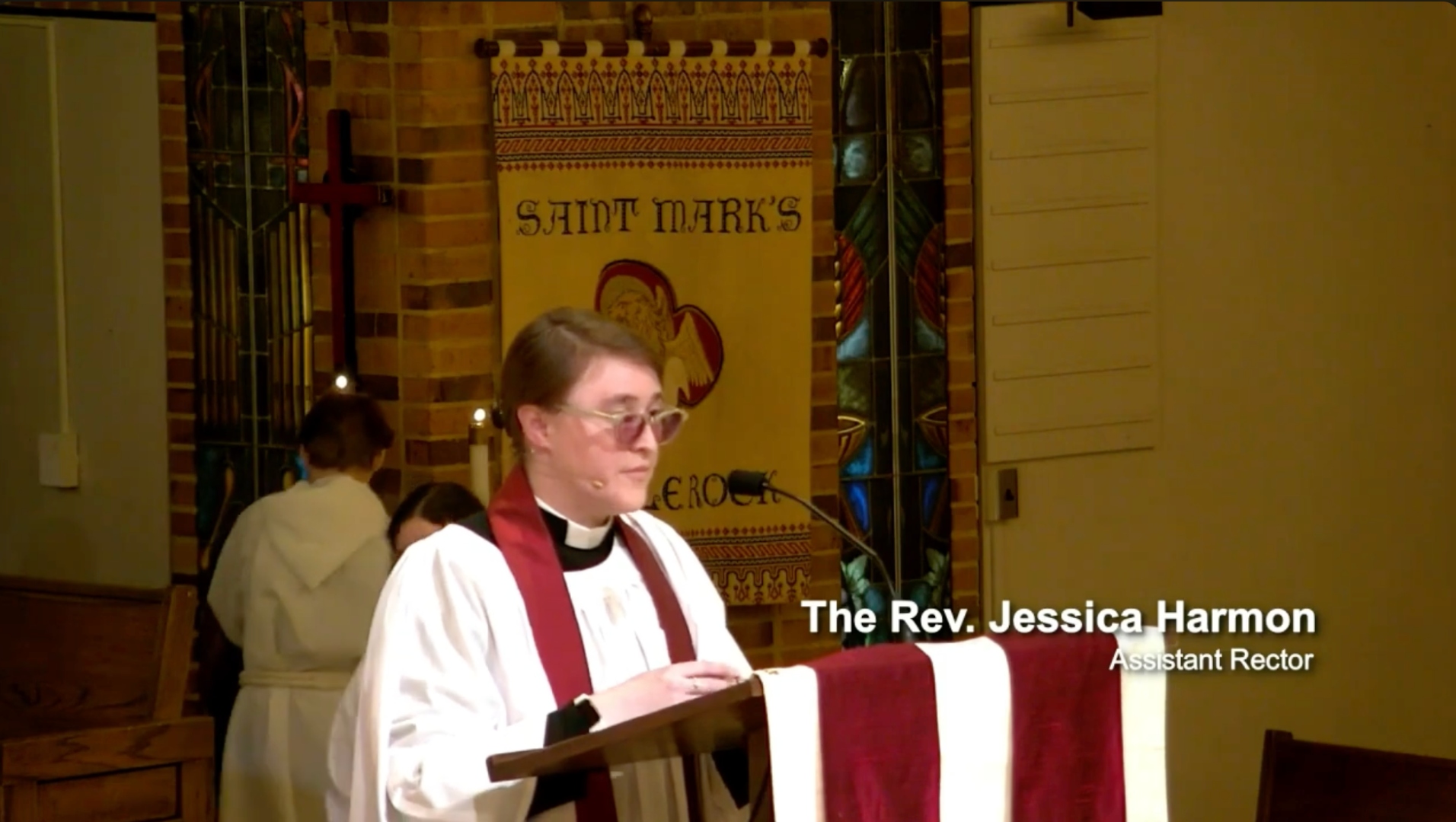 The Rev. Jessica Harmon preaching at Saint Mark's Episcopal Church